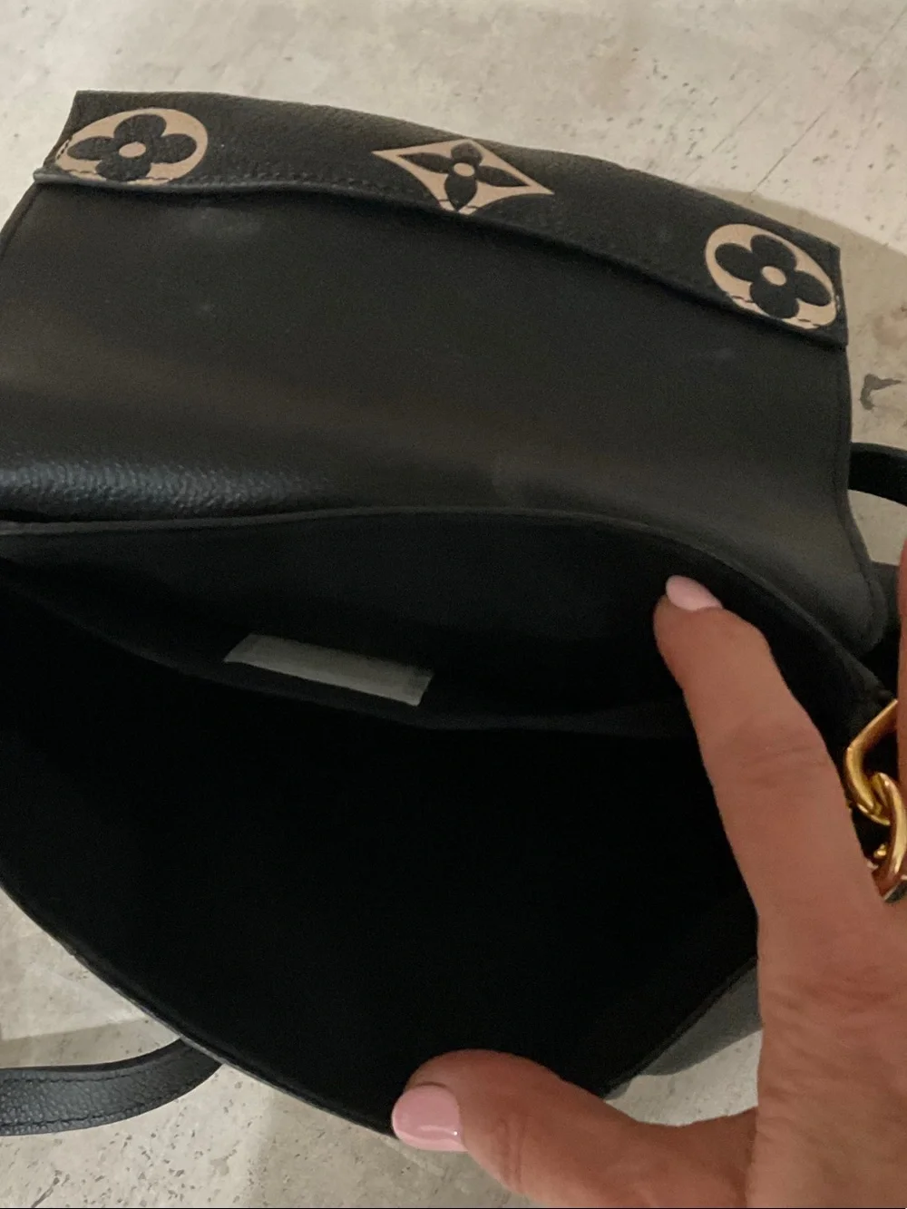 Louis Vuitton Black with Beige Monogram Chain Shoulder Bag